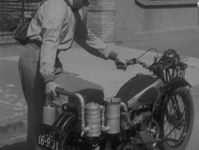 Charcoal powered motorbike from Footscray –&nbsp;1942.